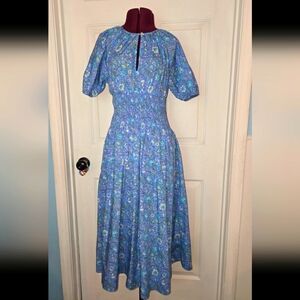 J.Crew Provence Smocked-Waist Midi Dress in Marigold Blooms